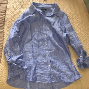 Linen Chambray Button Down Top Size L